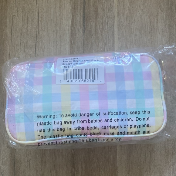 NWT Stoney Clover Lane rainbow Gingham small pouch - Picture 2 of 2